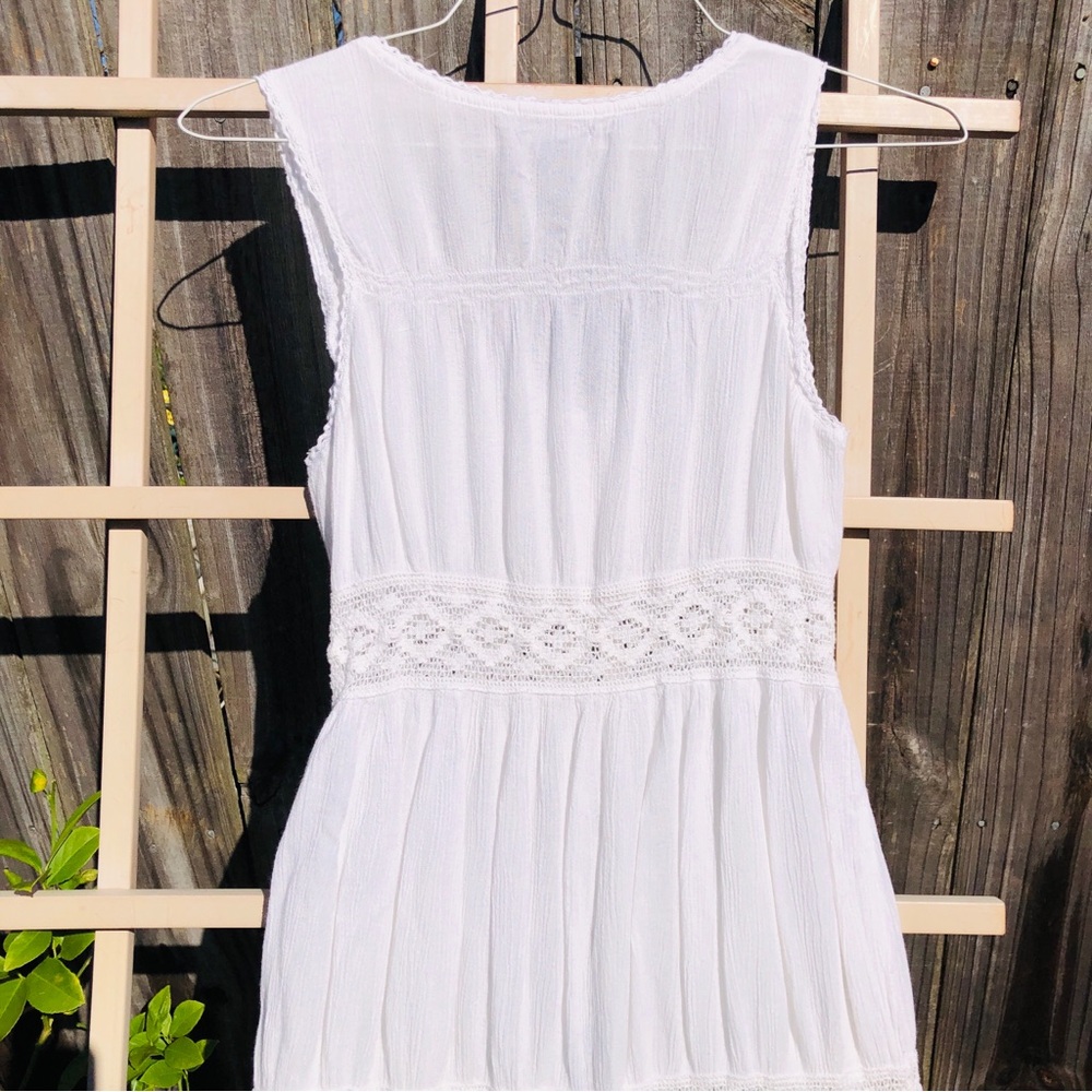 FOREVER 21 white long dress beach coverup S lace - Picture 7 of 8